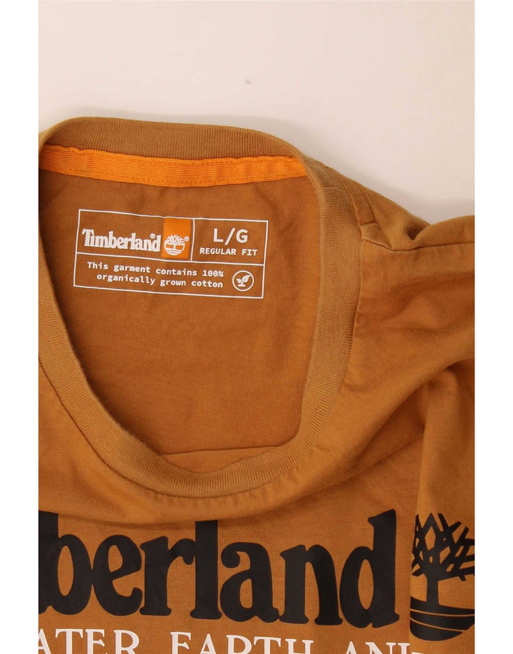 Timberland Mens Regular Fit Graphic Top Manga Longa Grande Algodão Marrom