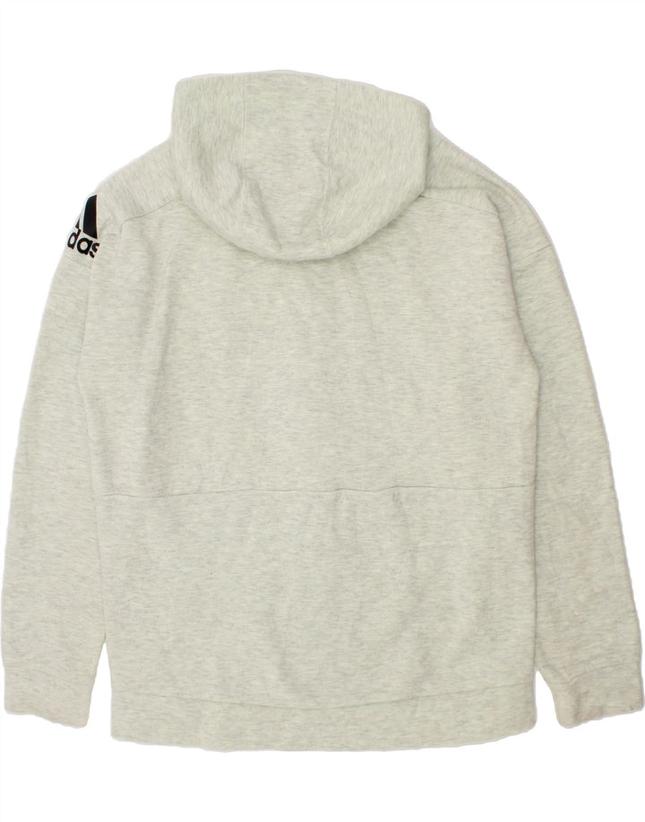 ADIDAS Girls Zip Hoodie Sweater 11-12 Years Grey Flecked Cotton Vintage Adidas and Second-Hand Adidas from Messina Hembry 