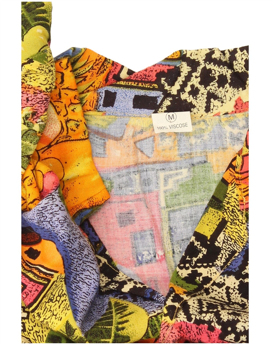 Camisa masculina vintage manga curta média multicolorida floral tropical