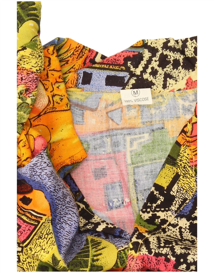 Camisa masculina vintage manga curta média multicolorida floral tropical