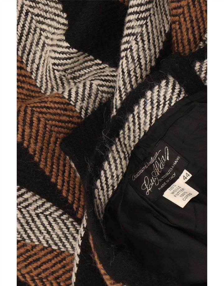 Saia evasê feminina vintage IT 44 médio W32 lã listrada marrom