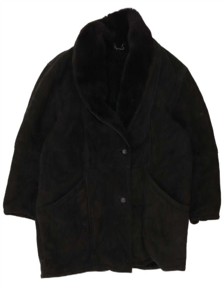 Casaco de corte grande feminino vintage IT 46 grande corte preto