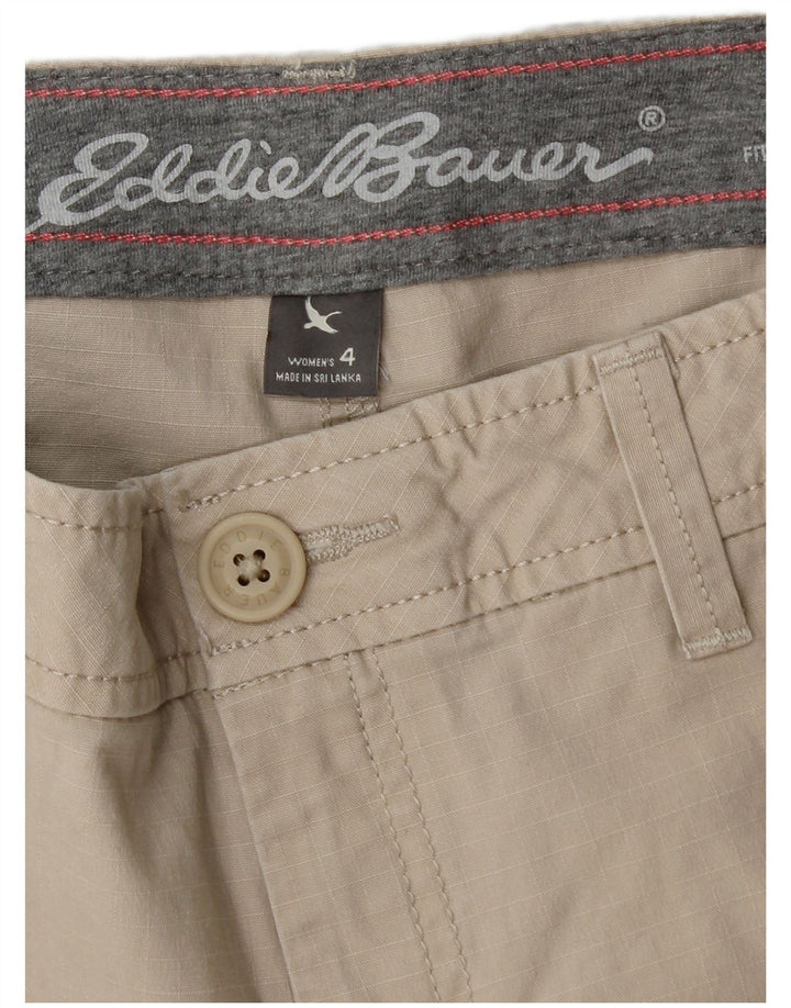 Shorts cargo feminino Eddie Bauer US 4 pequeno W30 algodão bege