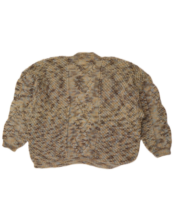 Suéter feminino vintage com gola redonda Reino Unido 16 grande verde manchado