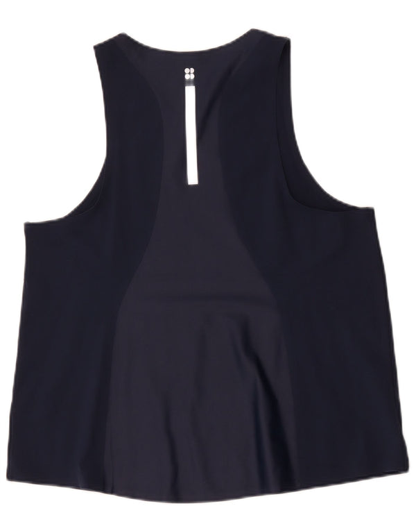 Colete feminino Sweaty Betty Top UK 14 grande azul marinho poliamida