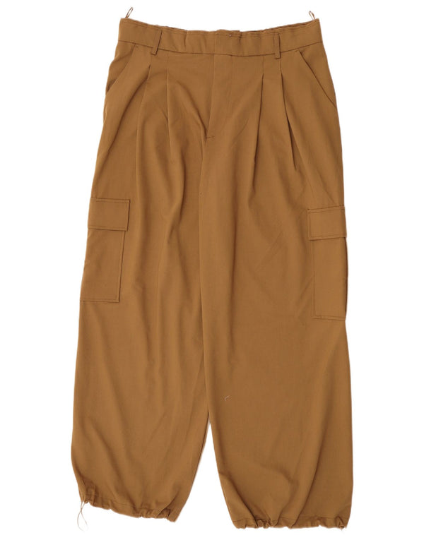 Calça cargo feminina Zara cintura alta solta XL W32 L30 poliéster cáqui