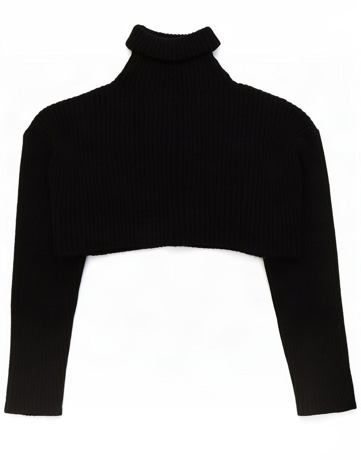 Zara Suéter feminino oversized com gola redonda e gola alta Reino Unido 10 pequeno preto