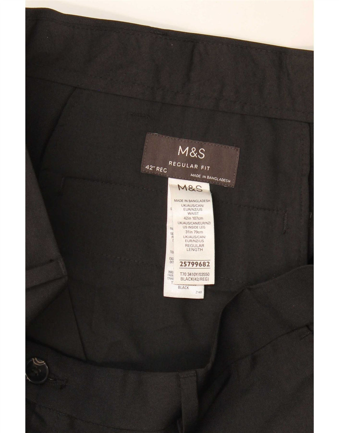 Calça masculina Marks & Spencer reta regular fit W42 L31 preta