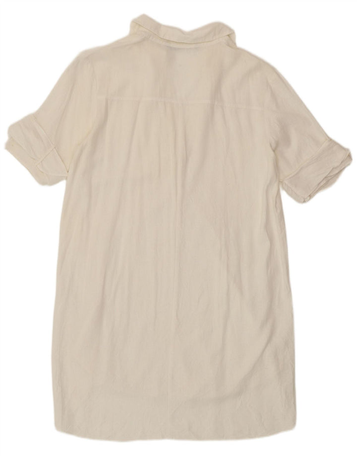 Vestido camisa feminino de mangas curtas ZARA Reino Unido 14 médio branco