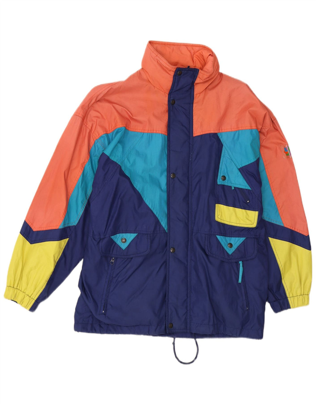 Jaqueta de esqui masculina com capuz Brugi UK 36 pequeno bloco colorido multicolorido