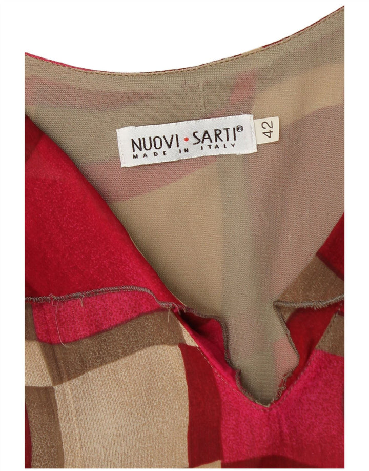 Vestido básico feminino vintage sem mangas IT 42 médio vermelho geométrico