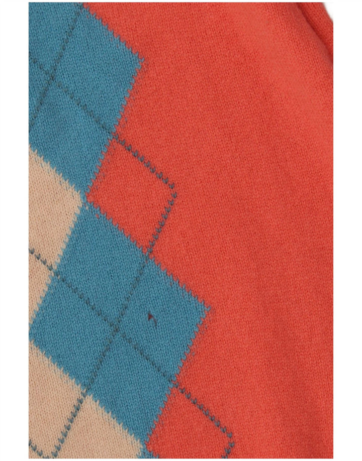 Suéter masculino LYLE & SCOTT com decote em V XL laranja Argyle/Diamante