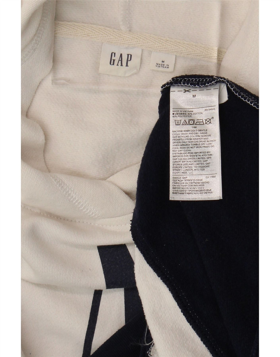 Suéter feminino com capuz gráfico grande da Gap Reino Unido 14 bloco colorido branco médio
