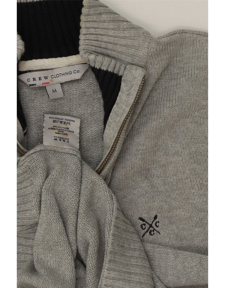 Suéter masculino Crew Clothing com zíper e gola em algodão cinza médio
