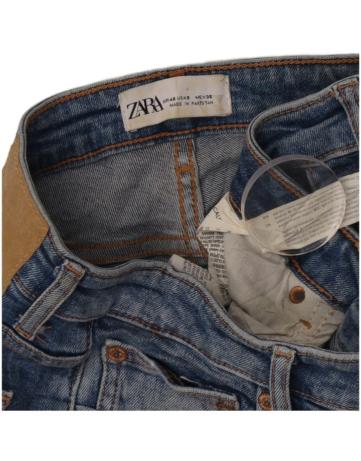 Zara Jeans feminino slim desgastado UE 40 médio W30 L31 algodão azul