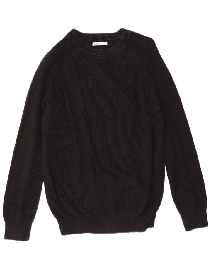 Zara Suéter masculino com gola canoa grande algodão preto