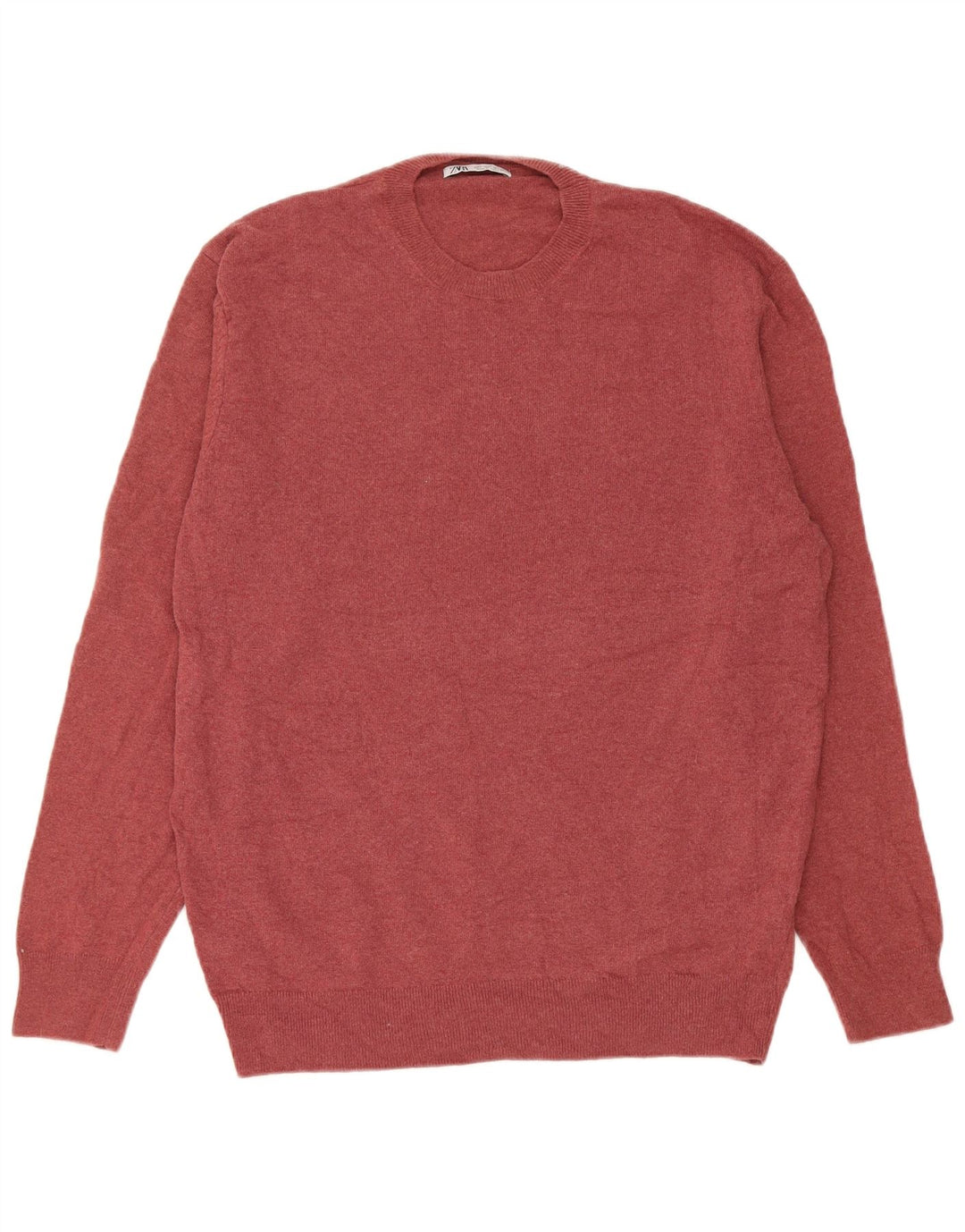 Zara Suéter masculino com gola redonda grande poliamida cor de vinho