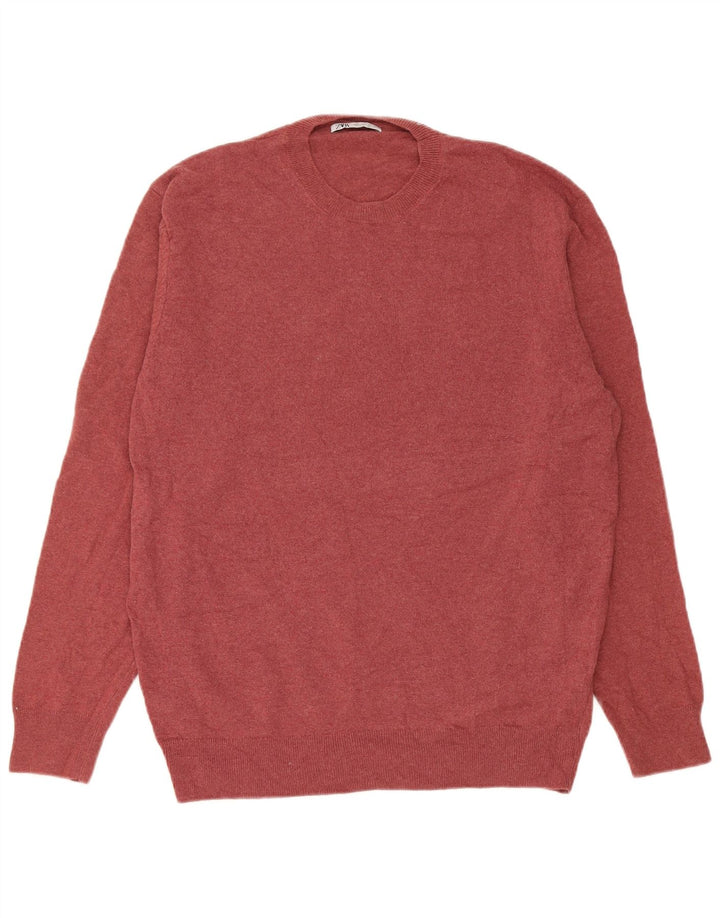 Zara Suéter masculino com gola redonda grande poliamida cor de vinho