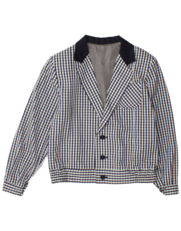 Jaqueta bomber feminina vintage UK 12 xadrez azul marinho médio
