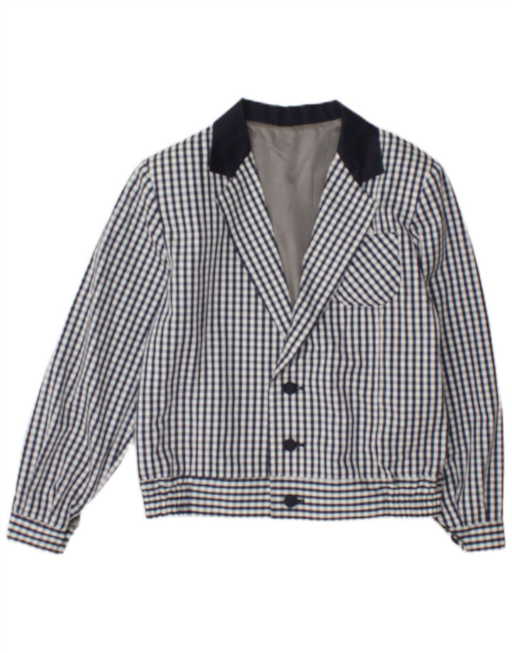 Jaqueta bomber feminina vintage UK 12 xadrez azul marinho médio