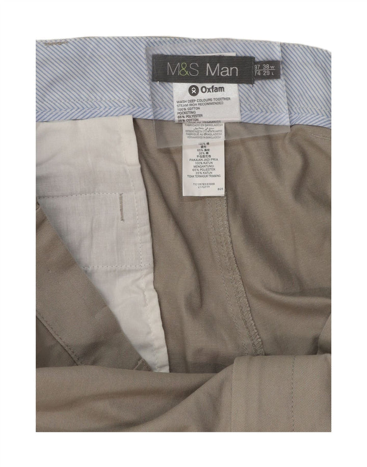 MARKS & SPENCER Mens Straight Chino Trousers W38 L29 Beige Cotton Vintage Marks & Spencer and Second-Hand Marks & Spencer from Messina Hembry 