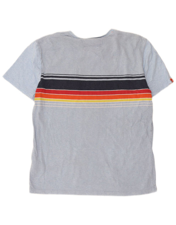 Camiseta masculina Superdry Top médio listrado azul algodão