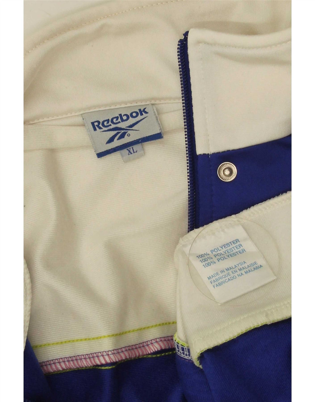 Reebok Mens Graphic Tracksuit Top Jaqueta XL Azul Colorblock Poliéster
