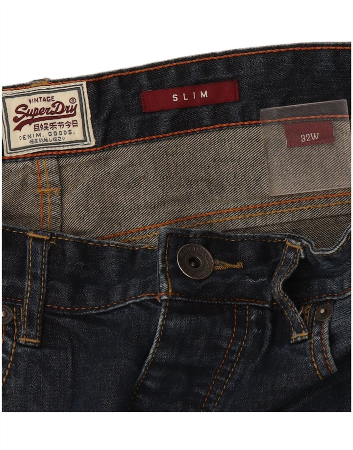 Superdry Mens Slim Denim Shorts W32 Médio Azul Marinho