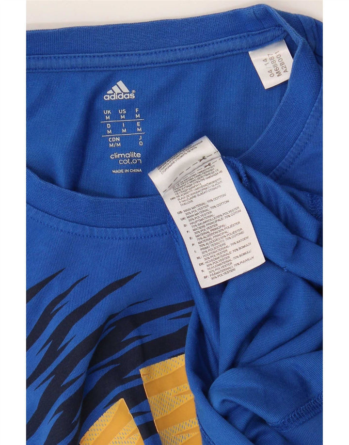 Adidas Mens Climalite Graphic Camiseta Top Médio Algodão Azul