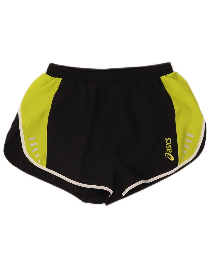 Shorts esportivos femininos Asics UK 12 médio preto colorblock poliéster