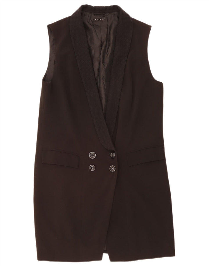 Jaqueta blazer feminina Sisley Longline sem mangas Reino Unido 12 médio preto