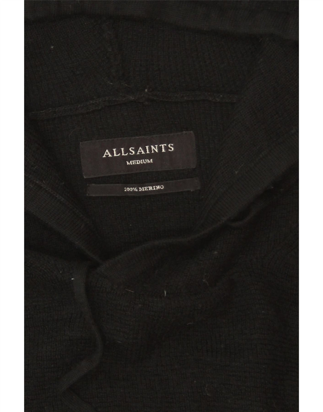Suéter masculino com capuz All Saints, lã merino preta média
