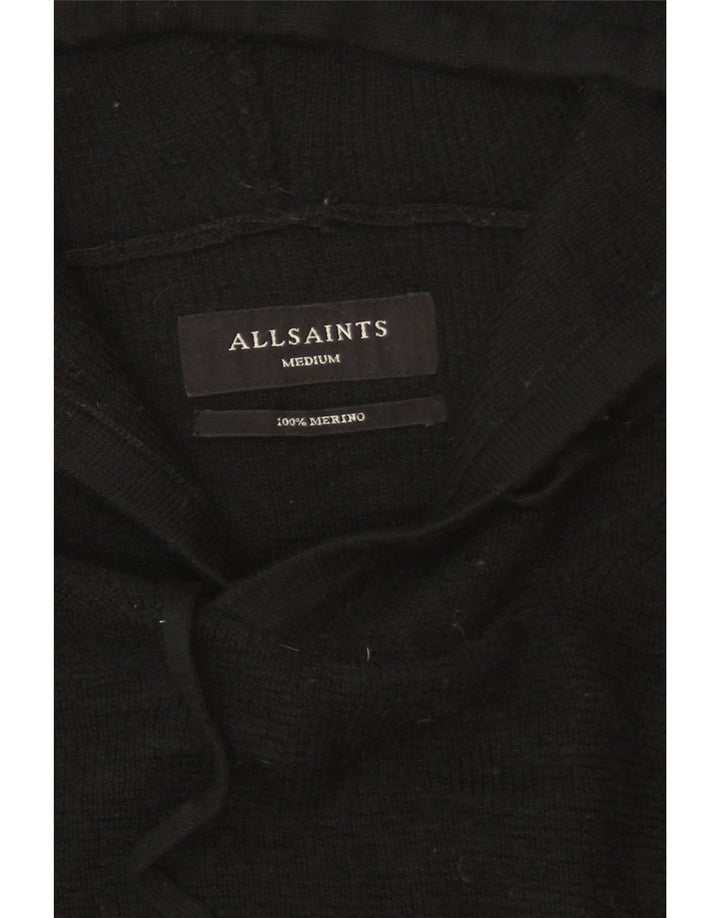 Suéter masculino com capuz All Saints, lã merino preta média