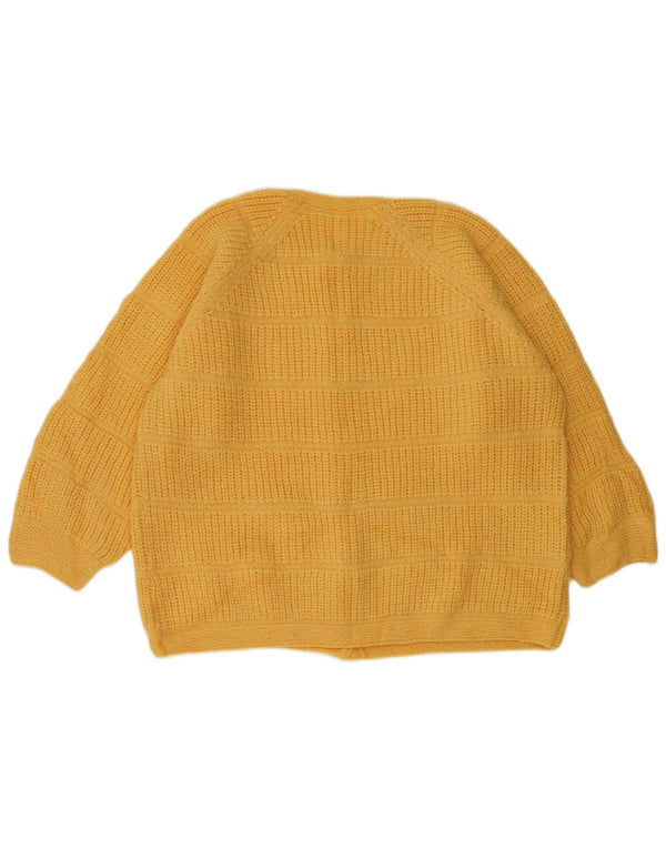 Suéter Cardigan Feminino Vintage Reino Unido 14 Grande Amarelo