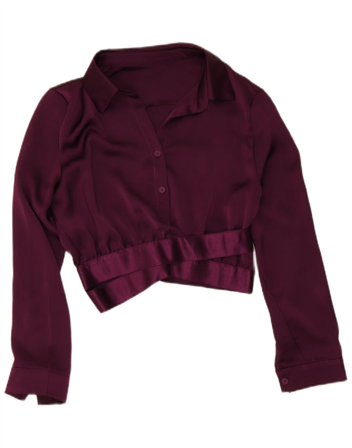 A saia da parte do botão das mulheres do vintage ajustou o poliéster roxo do XL W28