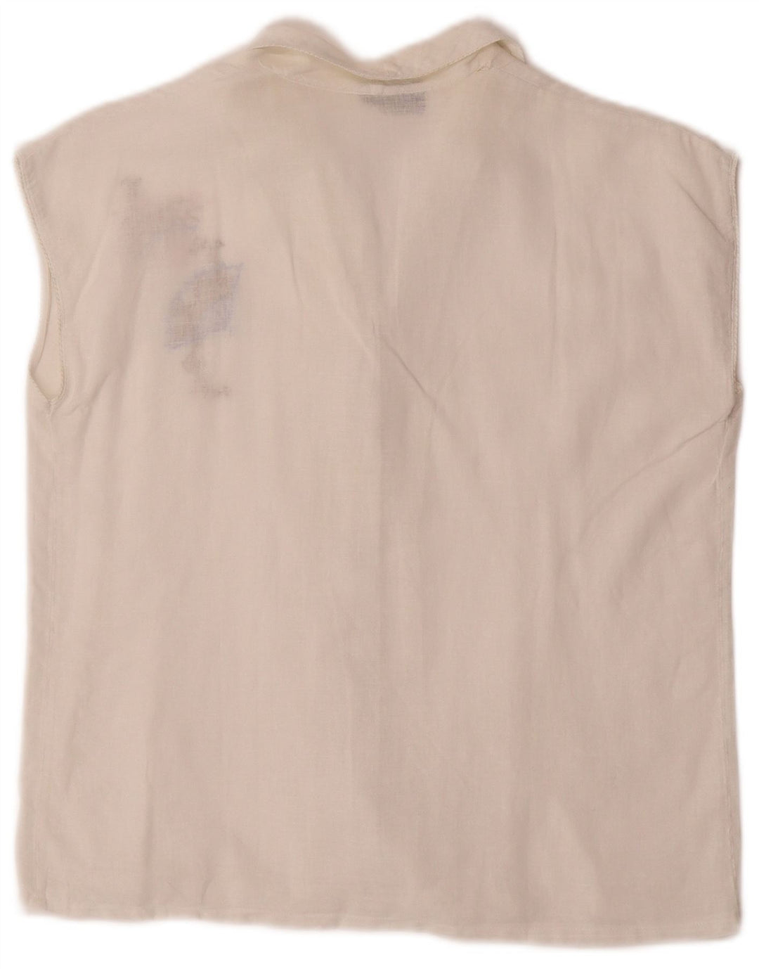 Blusa feminina sem mangas VINTAGE UK 14 médio branco
