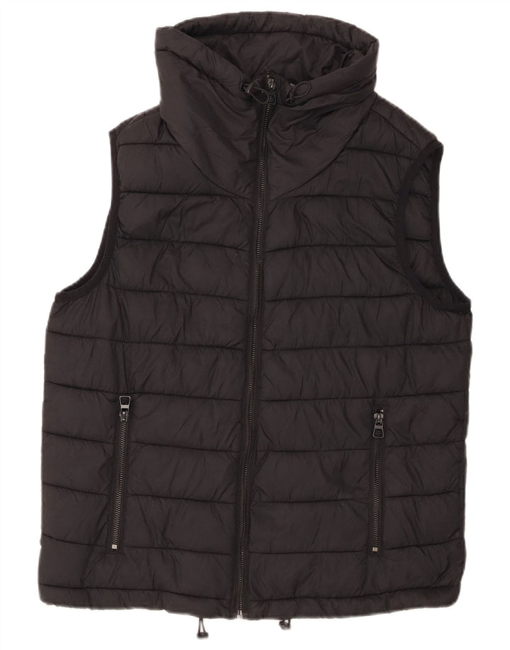 Colete acolchoado feminino Zara UK 14 médio preto nylon