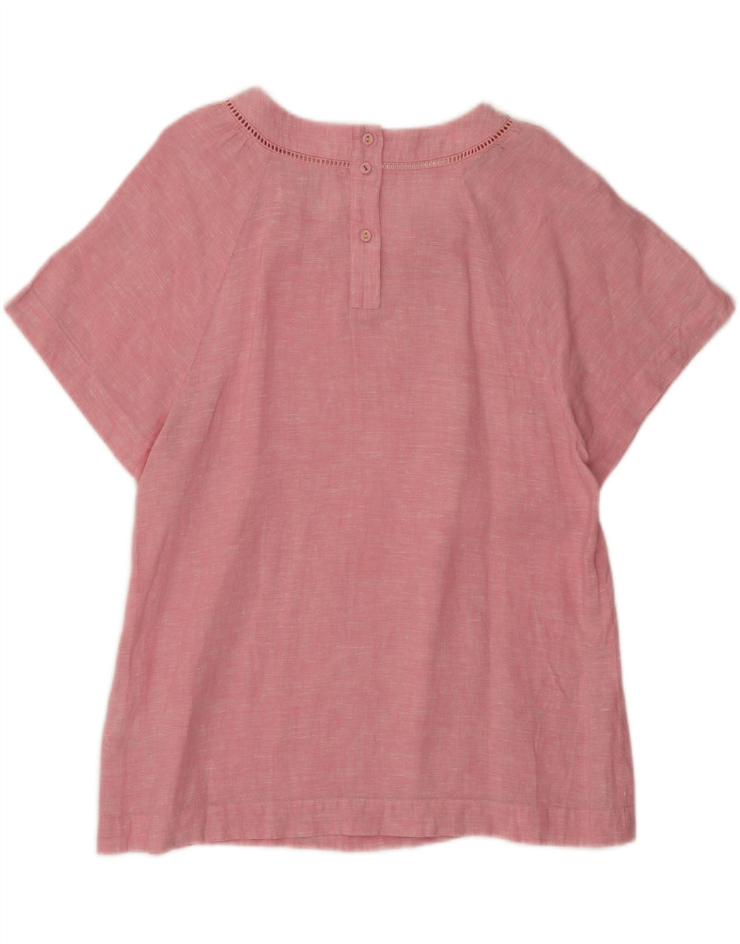 Blusa feminina branca com material branco Reino Unido 10 linho manchado rosa pequeno