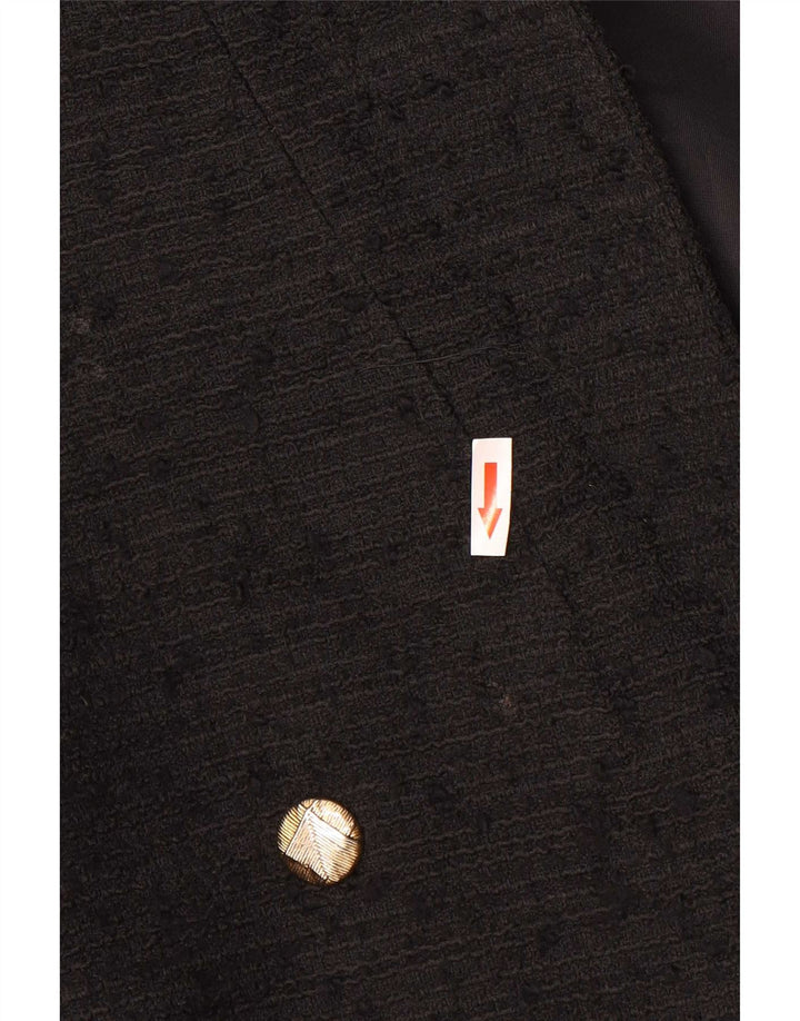 Jaqueta blazer masculina Zara com peito duplo Reino Unido 36 poliéster manchado preto pequeno