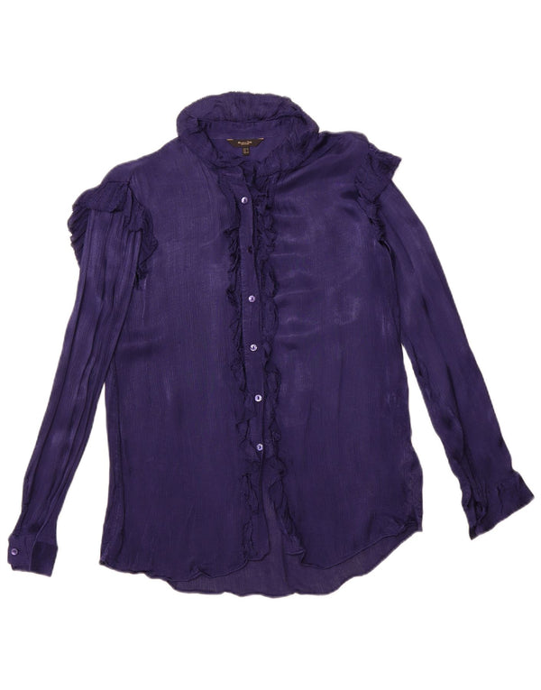 MASSIMO DUTTI Blusa feminina oversized com babados na frente UE 34 2XS roxo