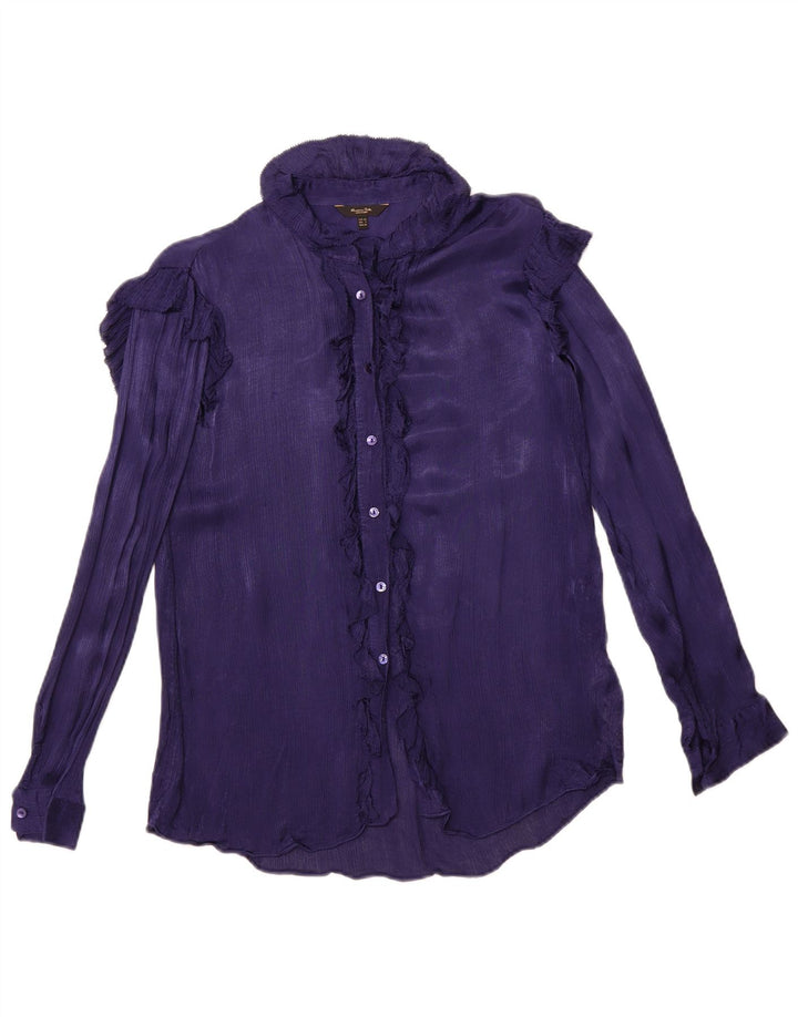 MASSIMO DUTTI Blusa feminina oversized com babados na frente UE 34 2XS roxo