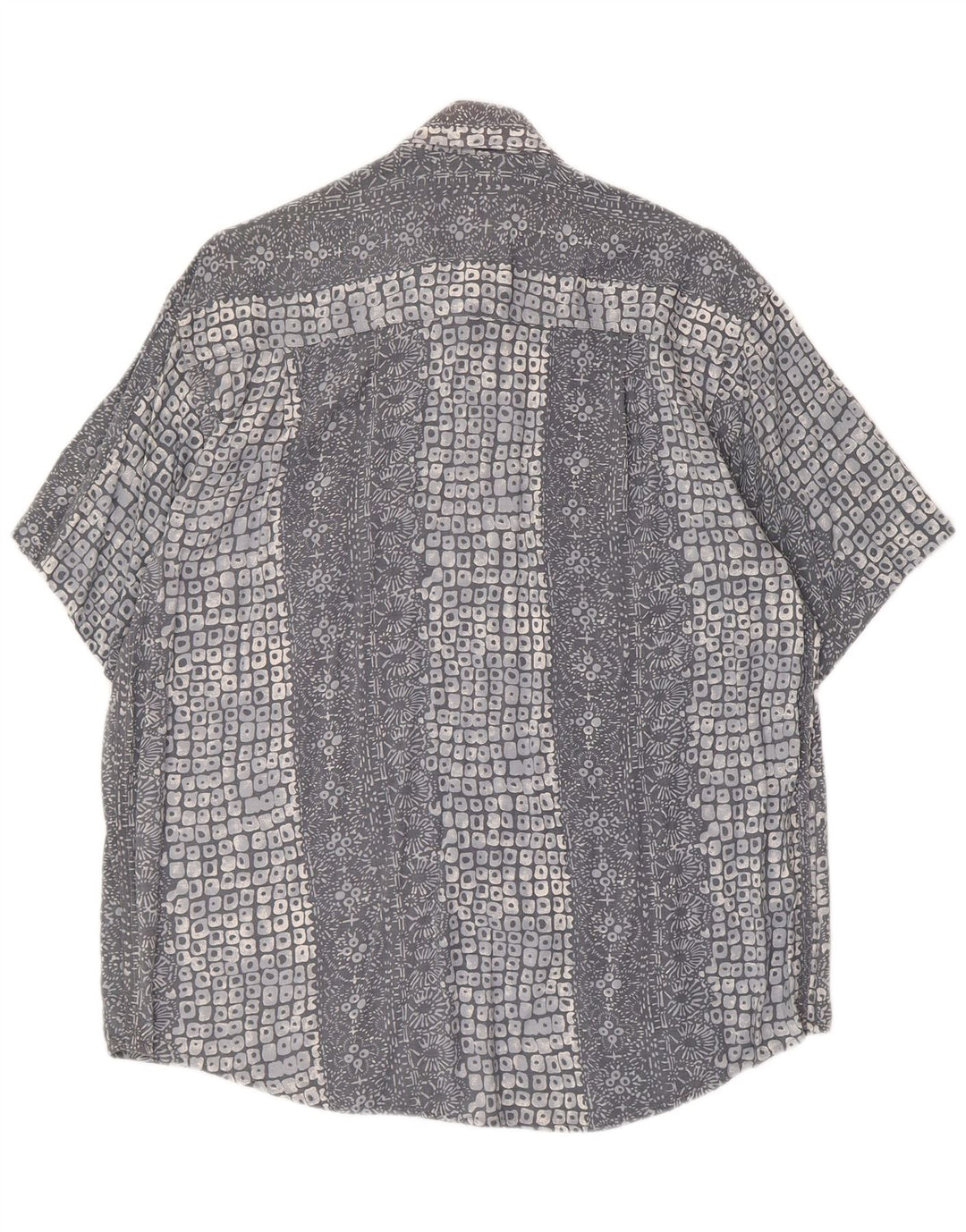 Camisa masculina de manga curta com padrão abstrato Harrison & Son viscose cinza médio