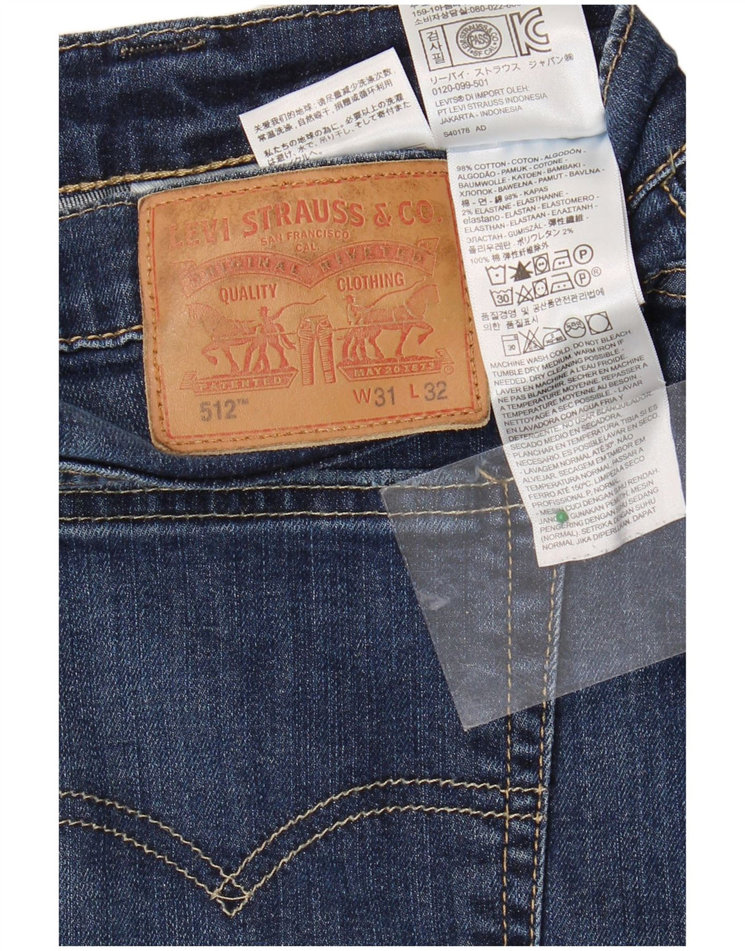 LEVI'S Masculino 512 Tapered Slim Jeans W31 L32 Azul