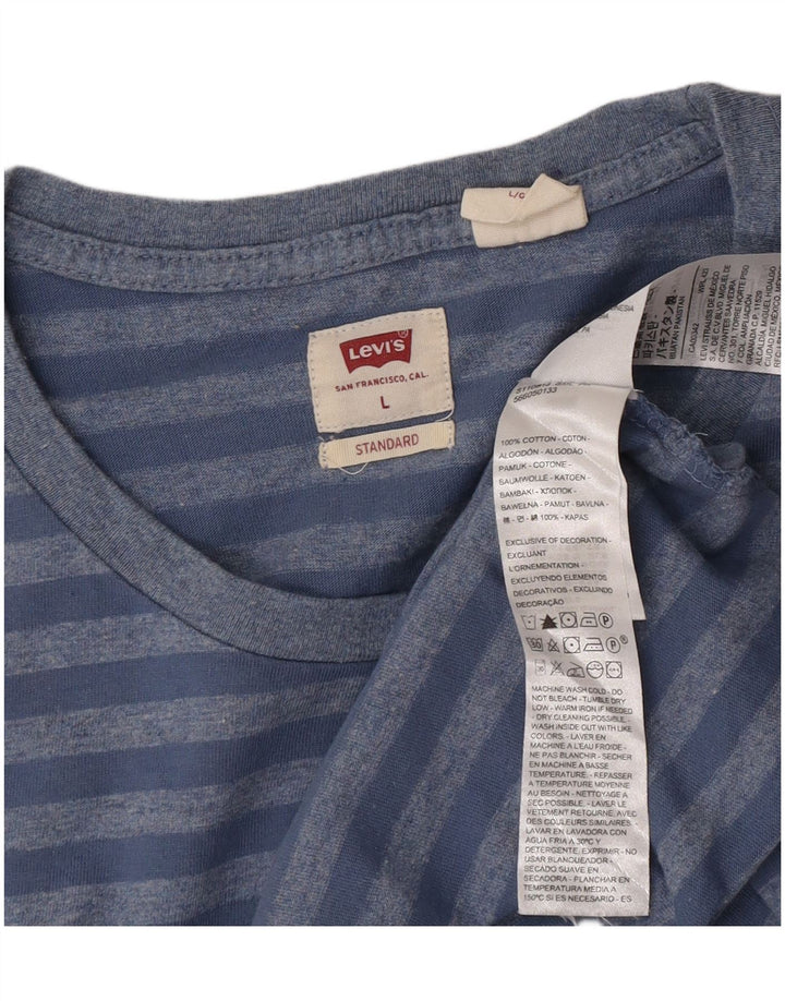 Camiseta masculina padrão Levi's Top grande de algodão listrado azul