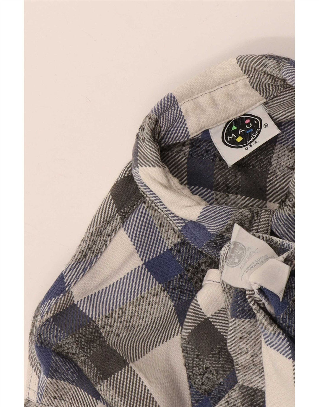Camisa masculina de flanela Maui and Sons algodão xadrez azul médio