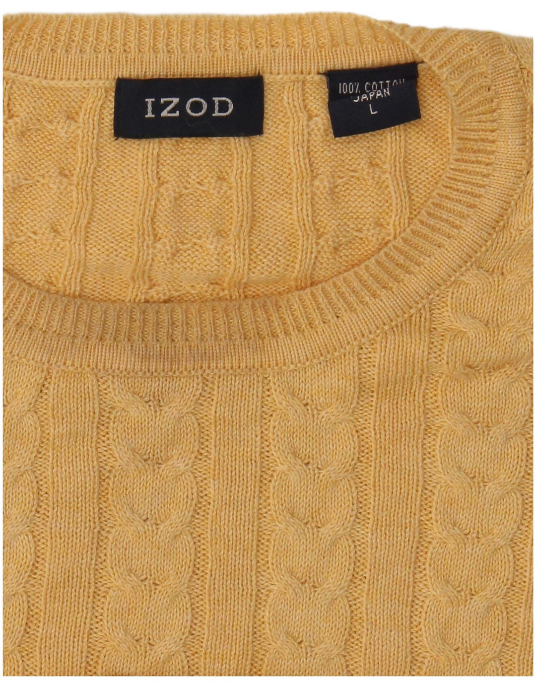 Suéter masculino IZOD com gola redonda, grande algodão amarelo