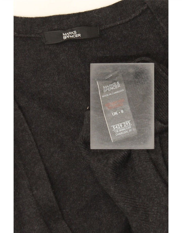 Suéter cardigã feminino Longline da Marks & Spencer UK 8 pequeno cinza viscose