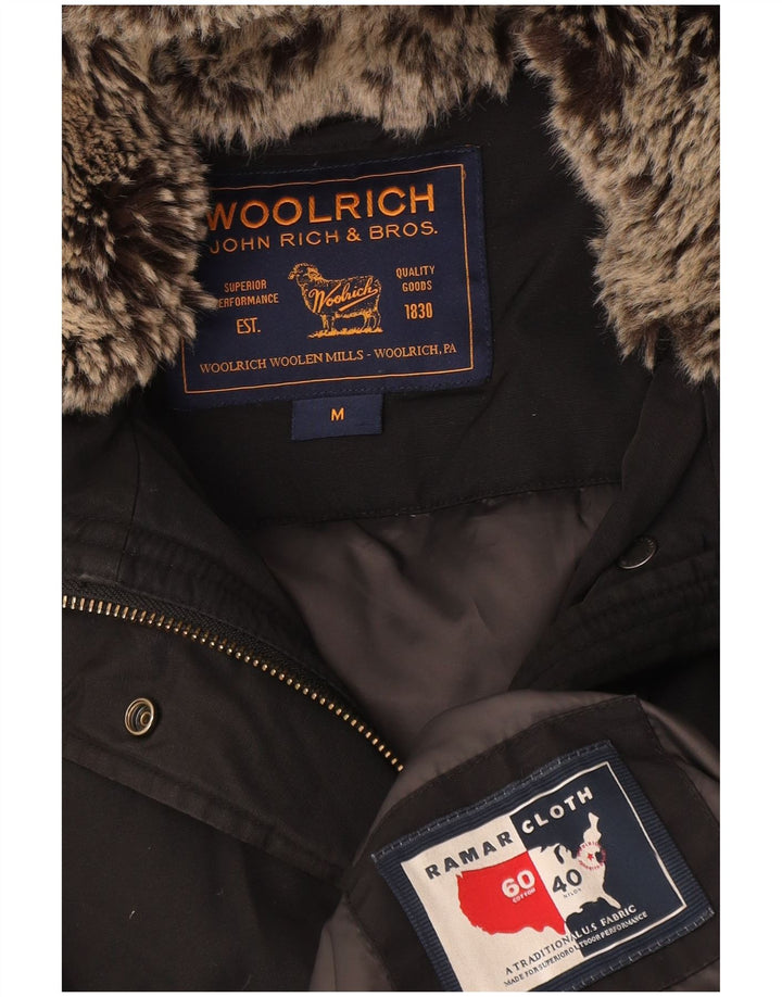 Jaqueta feminina acolchoada com capuz Woolrich Reino Unido 14 algodão preto médio
