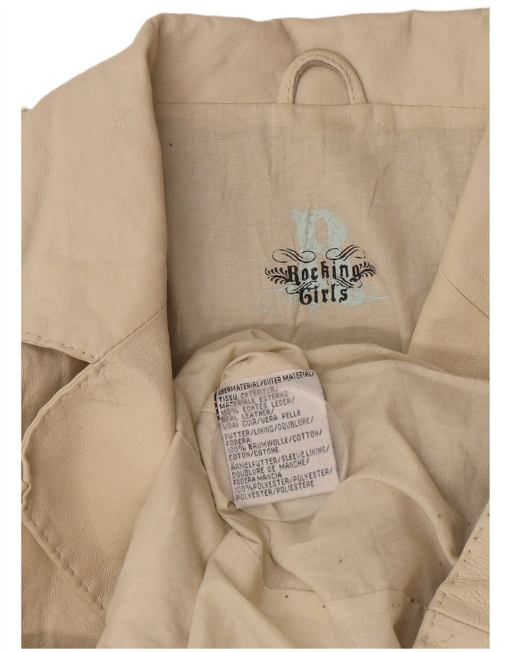 Jaqueta blazer feminina vintage militar com 3 botões Reino Unido 14 médio branco