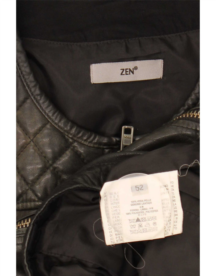 Jaqueta Zen masculina de couro para motociclista IT 52 grande preta